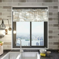 3d Beige Floral Curtain Valances Window Treatment Rod Pocket Drape Valance 54" X 18" for Kitchen Living Room Bedroom