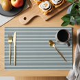 thumbnail image 2 of Sage Green Striped Placemats Set of 2 Farmhouse Vintage Green Stripes Place Mats Indoor Wipeable Table Mats Washable Cloth Dining Table Placemats for Kitchen Holiday Party Home Decor 13x19 Inch, 2 of 9