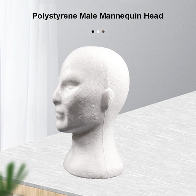 Cabezal de peluca de espuma de poliestireno de 12,6 pulgadas, soporte para peluca de maniquí de espuma masculina, pantalla de cabellero, sombreros, gafas d Macarena Cabeza de maniquí de espuma de poliestireno masculino