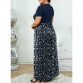 thumbnail image 6 of Cuteduck Womens Plus Size Maxi Dress Short Sleeve Floral Print Empire Waist Summer Dress with Pockets 1X-5X, 6 of 8
