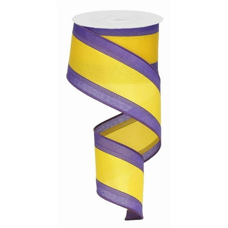 2.5" x 10yd Gold and Purple Satin Wired Edge Ribbon