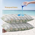 thumbnail image 4 of Lumbar Pillow Covers 20x12 Inch Set of 2, Watercolor Floral Waterproof Outdoor Pillow Covers, Spring Flowers Leaves Plants Gray Plaid Decorative Cushion Pillowcases for Couch, Sofa, Bed, Patio, 4 of 9