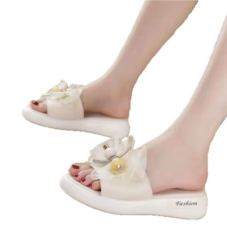

Lopsie House Slippers Women Outdoor Cute Butterfly-Knot Women Slippers-Open-Toe Non-Slip