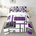 thumbnail image 2 of Erosebridal Moderne Abstrait 01, Rectangle Géométrique Ensemble de Literie Format Double, Violet Blanc Noir, Réversible, Respirant, 7 Pcs, 2 of 5