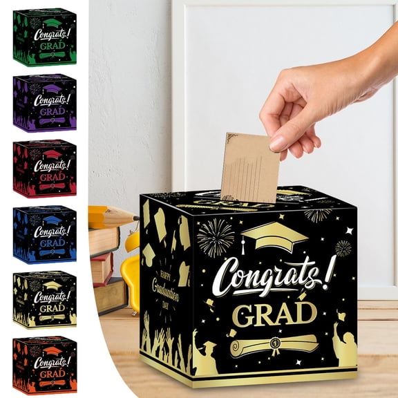 Tyidzon Graduation Card Box Holder Class of 2025, Congrats Grad Foldable Cardboard Decorations Box for Graduation Party Decoration and Grad Parties