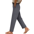 thumbnail image 2 of ClodeEU Women's Ice Silk Drawstring Wide Leg Pants ,Solid Color Loose Fit Casual Trousers Gray,Womens Plus XL, 2 of 7