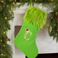 thumbnail image 6 of LanSuare Cristmas Stockings with Initials, 18.5Inches Large Letter Knit Green Christmas Stocking, Soft Green Cuff Stocking for Family Holiday Decorations, Xmas Tree Fireplace(C), 6 of 6
