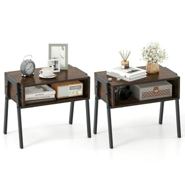 Gymax 2PCS Stackable End Table Night Stand Bedside Table Shelf Accent Table