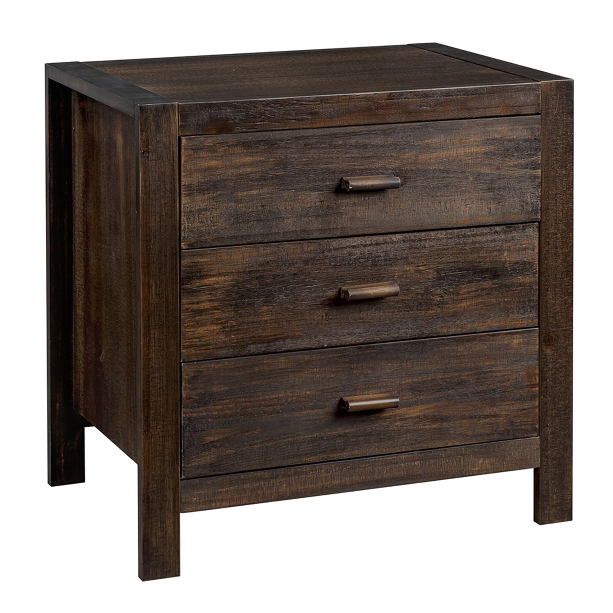 Kepooman Solid Wood Nightstand with 3 Drawers, Vintage Decorative Side Table, Farmhouse Style, Living Room Bedroom Desk Side Table, Solid Wood Legs Classic Nightstand, Rustic Brown Kepooman Solid Wood Nightstand with 3 Drawers, Vintage Decorative Side Table, Farmhouse Style, Living Room Bedroom Desk Side Table, Solid Wood Legs Classic Nightstand, Rustic Brown
