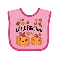 Inktastic Little Brother Pumpkins with Fall Leaves Boys Baby Bib