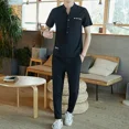 thumbnail image 4 of Conjunto de chándal de nailon blanco para hombre, conjunto de pantalones, sudadera, conjunto de camiseta y pantalones para hombre, nuevo conjunto elegante de manga corta a juego, 4 of 5