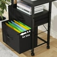 thumbnail image 5 of 2 Drawer File Cabinet with 24'' Extended Desktop, Mobile Filing Cabinet, Rolling File Cabinet with Side Bag, Fabric Drawer, Fits A4 Size, Home Office, Black, 5 of 14