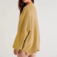 thumbnail image 4 of Duoif Sweaters for Women Trendy Women's Solid Color Fashion Casual Loose Knitted Split Round Neck Pullover Sweater Women's Sweaters Womens Tops Yellow M, 4 of 7