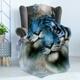 thumbnail image 4 of Animal Soft Flannel Fleece Throw Blanket, 2 Tiger Safari Cat Wild Furious Life Big Animals Artwork Print, Cozy Plush for Indoor and Outdoor Use, 50" x 60", Blue Black and White, by Ambesonne, 4 of 5