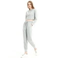 thumbnail image 4 of Women Tracksuit Set Cropped Hoodie Sweatshirt and High Waisted Drawstring Sweatpants Tapered Joggers Set for Women 2 Piece, Grey, Medium, 4 of 6