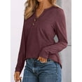 thumbnail image 3 of DAKIMOE Womens Tops Long Sleeve Shirts Spring Fall Fashion Clothes Henley Dressy Casual Blouses, 3 of 6