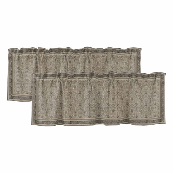 Beige Boho Valances for Windows, Vintage Floral Abstract Art Ethnic Tribe Light Filtering Kitchen Curtains, Rod Pocket Window Valance Curtains for Living Room Bedroom, 42" W x 12" L, 2 Panels