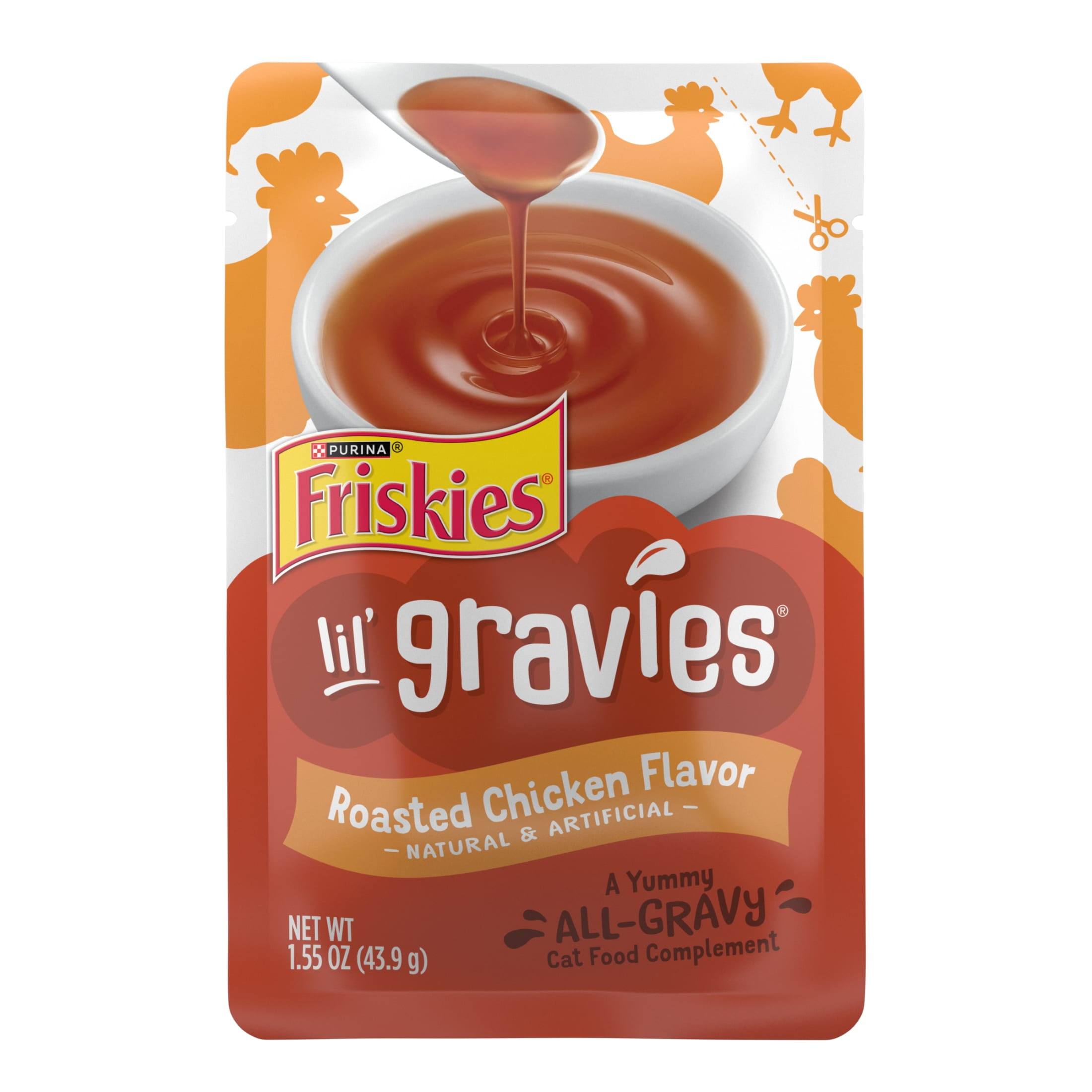 (6 pack) Purina Friskies Lil Gravies Roasted Chicken Flavor Gravy, Wet Cat Food, 1.55 oz. Pouch