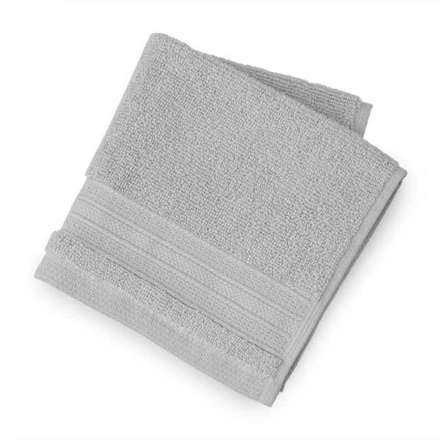 hometrends Solid 100% Cotton Washcloth, 1 Piece, 550 GSM, Highly Absorbent & Soft Bathroom Washcloth, Light Grey