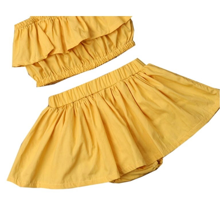 Styles I Love Infant Baby Girls Yellow Flounce Crop Top and
