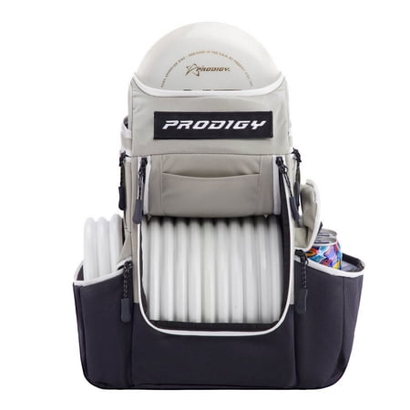 Prodigy Disc Apex Disc Backpack | Disc Golf Backpack | Store Up to 20+ Discs | Insulated Cooler Pocket | Disc Golf Bags with Umbrella Sleeve | Cordura Nylon Material (Gray & Navy)