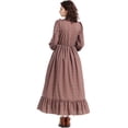thumbnail image 4 of Prairie Dress Women, Halloween Cosplay, Halloween Costume, Halloween Outfit, Halloween Roleplay, Prairie Dress Women Floral Colonial Costume Long Sleeve American Historical Dress, Brown L, 4 of 7