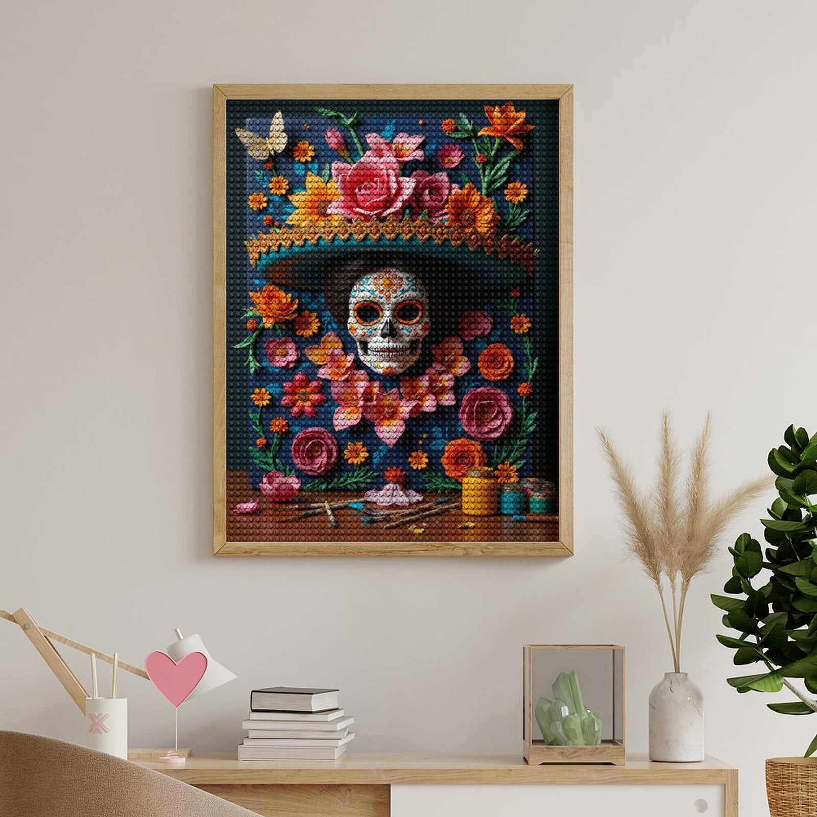 Diamond Art Kits for Adults - Colorful Floral Mask Canvas Art 5d Diamond Painting for Adults, Diamond Art for Adults Beginners, Frameless Diamond Painting Kits for Adults for Home Wall Decor