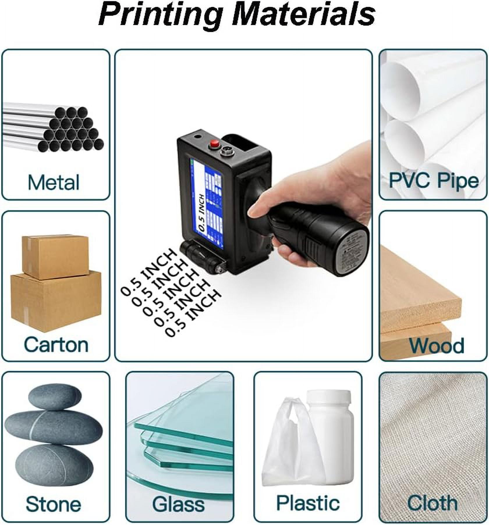 Phezer Handheld Inkjet Printer for Any Surface, 1inch/25.4mm P15-1 Model for QRCode Barcode Production Date Time Logo Batch Number Print On Glass Bag Carton Box Wood Cloth Plastic Cable