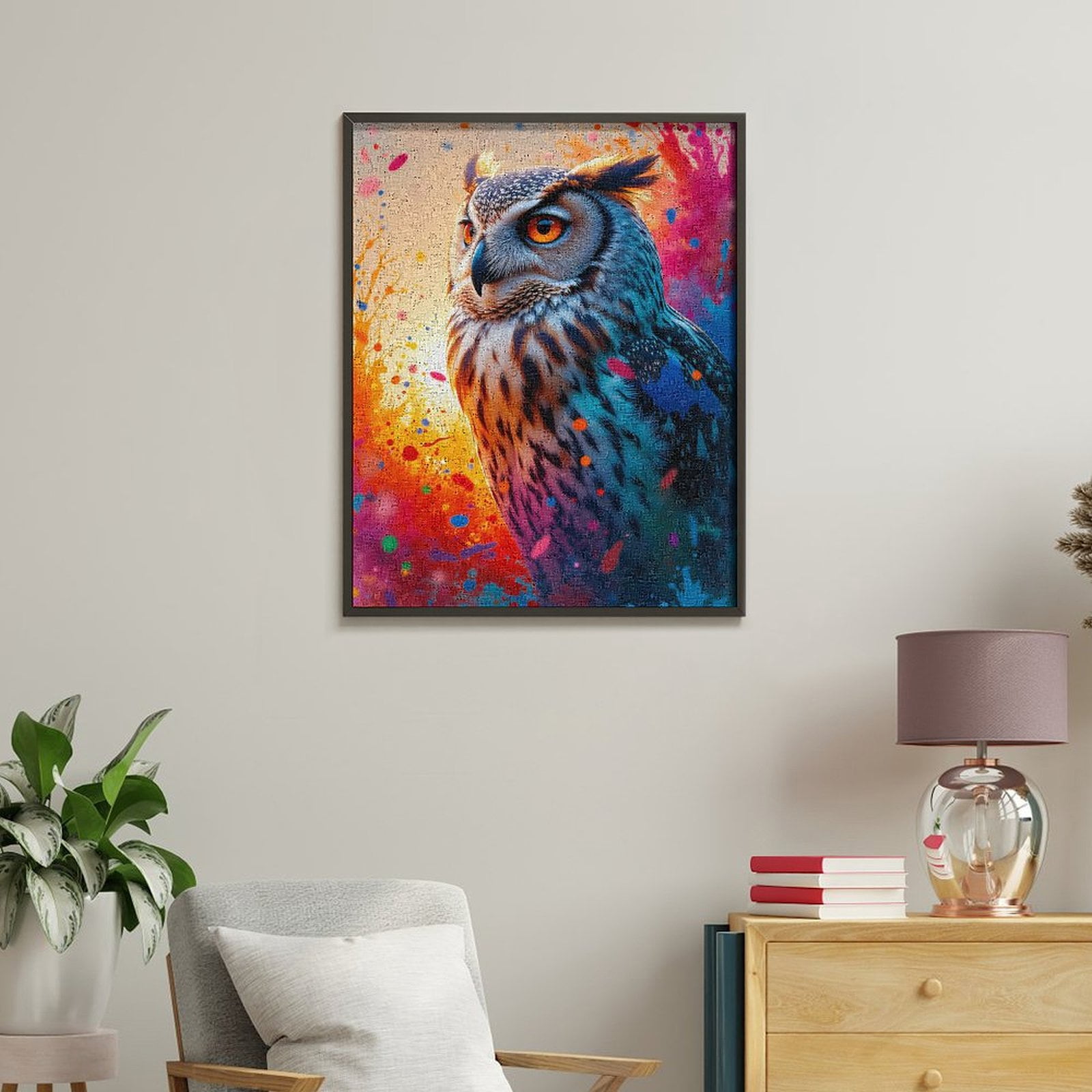 Paint By Numbers Kit for Adults Beginner - Colorful Owl Abstract Art Burst DIY Canvas Painting Kits for Adults, Frameless Paint By Number for Adults for Home Wall Decor 16x20 Inch