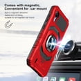 thumbnail image 3 of TJS for Cricket Debut S2 / AT&T Calypso 4 Phone Case, [Military Grade] Robotic Magnetic Support Car Mount Metal Ring Holder Kickstand Cover (Red), 3 of 6