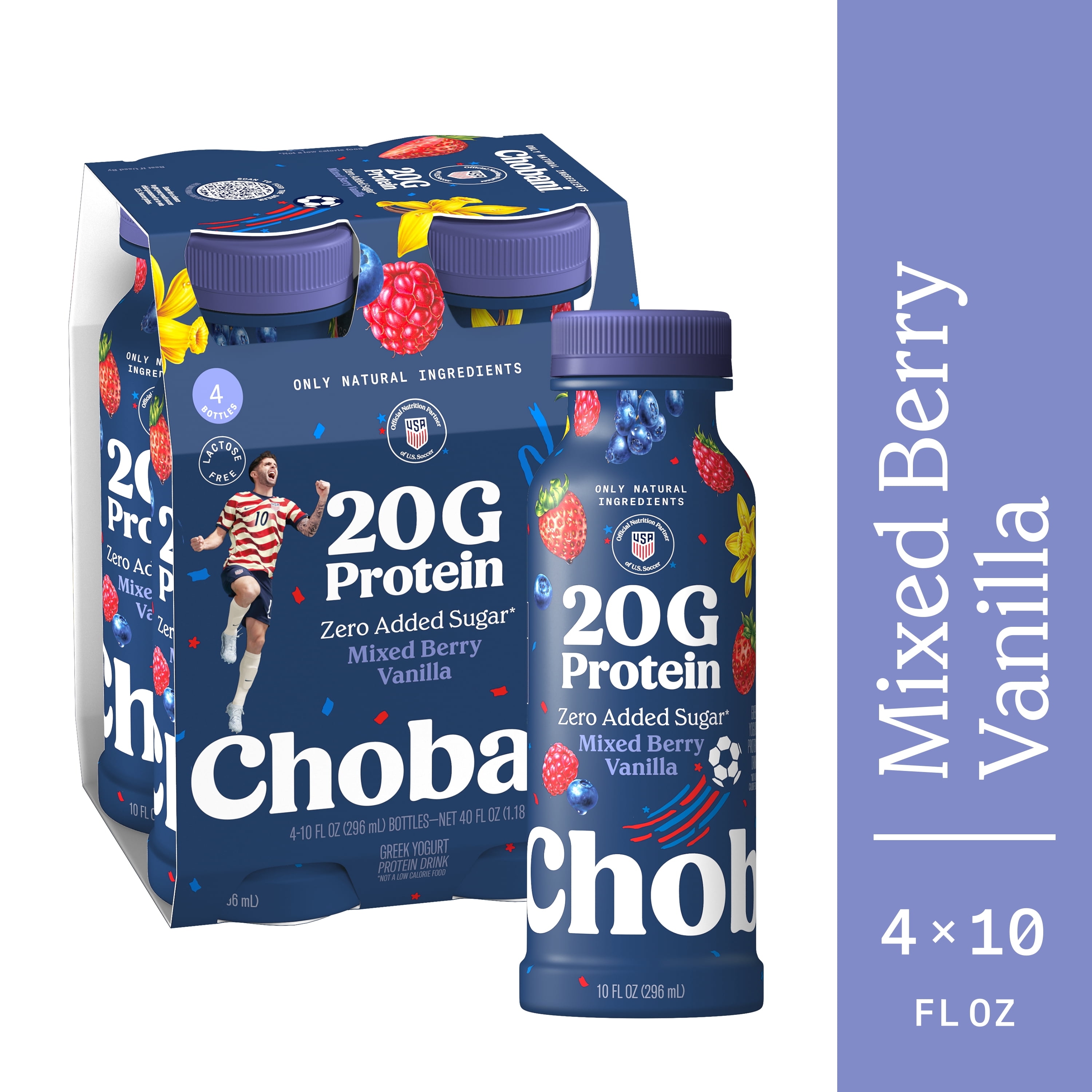 Chobani Complete Lowfat Greek Yogurt Drink Mixed Berry Vanilla 10 fl oz 4PK