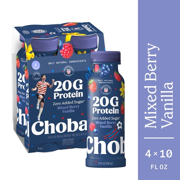 Chobani Complete Lowfat Greek Yogurt Drink Mixed Berry Vanilla 10 fl oz 4PK