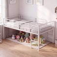 thumbnail image 5 of Costway Twin Size Low Loft Bed, Heavy Duty Metal Bed Frame with Safety Guardrails&2 Ladders White, 5 of 10