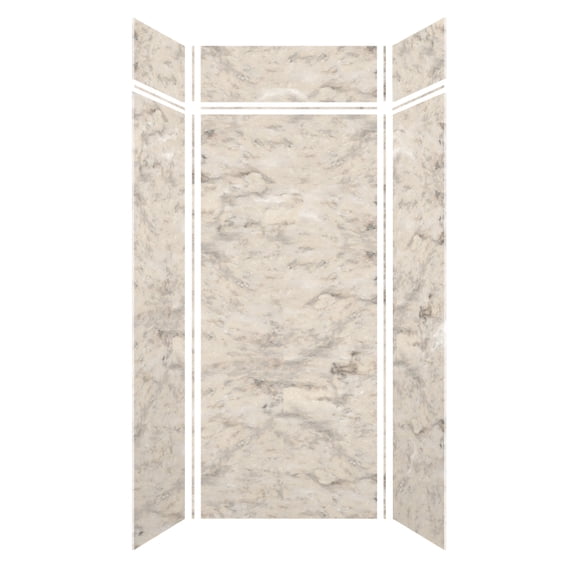 Transolid SWKX36368412-49V SaraMar 36-in x 36-in x 96-in Glue to Wall 6-Piece Shower Wall Kit with Extension, Sand Creme Velvet