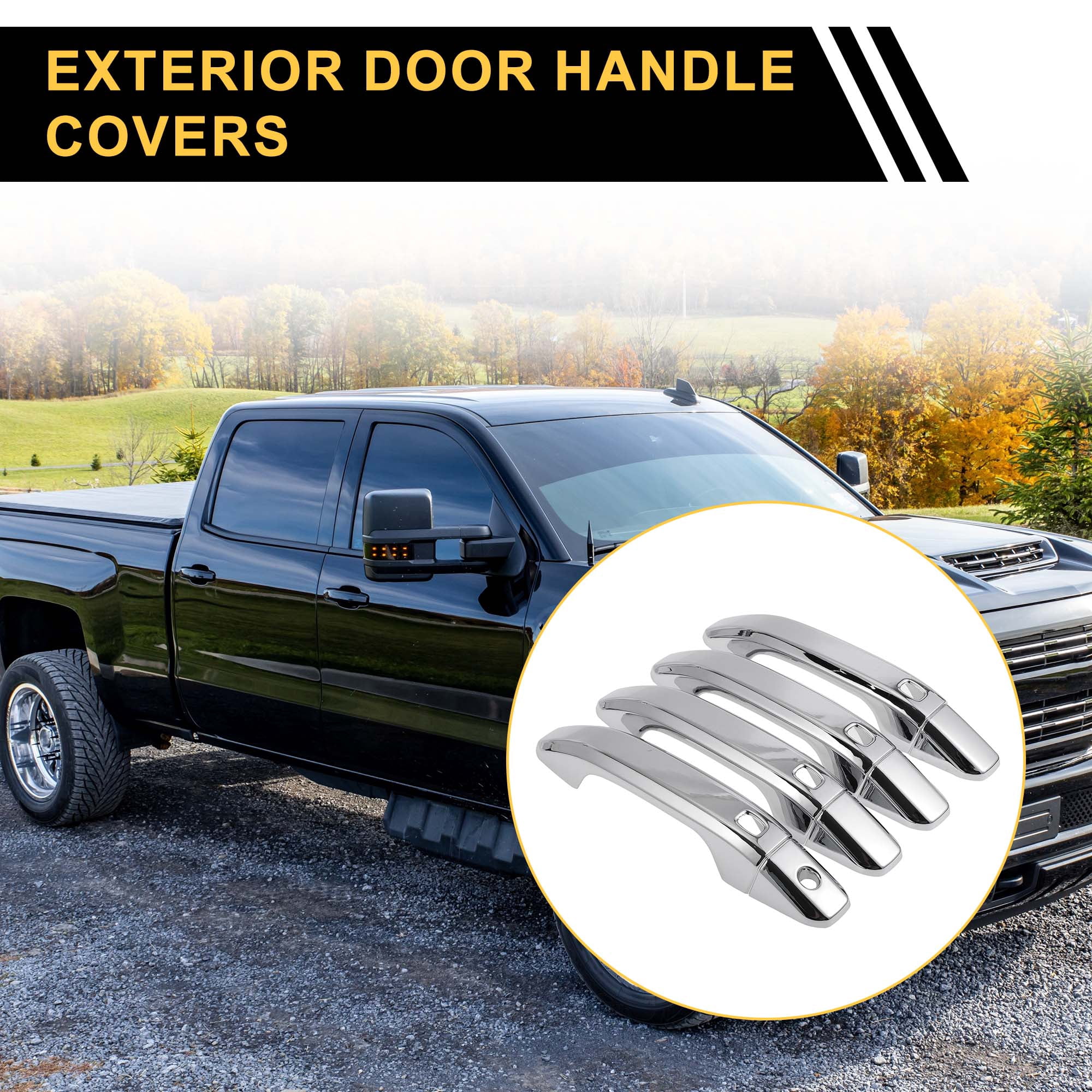 Unique Bargains Door Handle Cover for Chevrolet Silverado 1500 2014-2024 with 4 Keypad