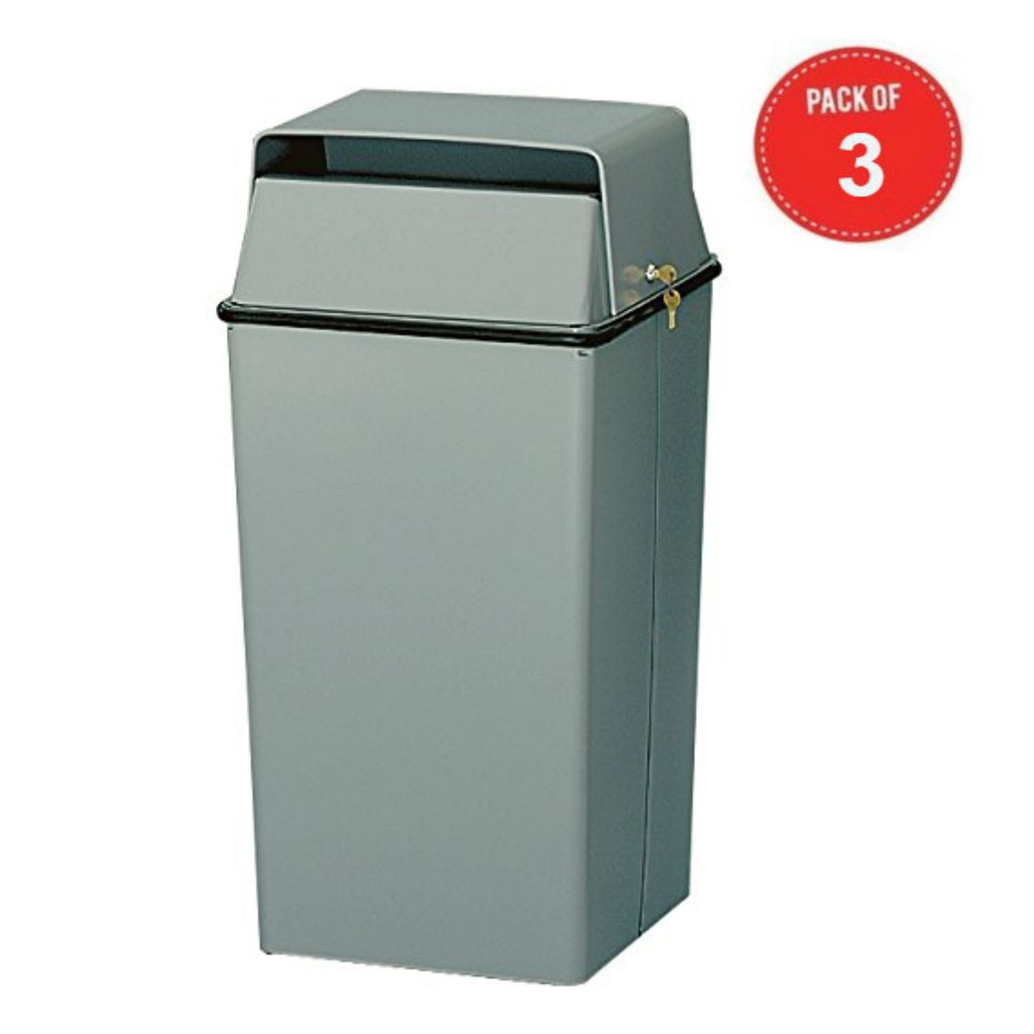 Witt Industries 008LSL Confidential Waste Receptacle, Steel, 36 gal, Slate (Pack of 3)