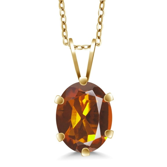 Gem Stone King 18K Yellow Gold Plated Silver  Orange Madeira Citrine Pendant Necklace for Women (1.10 Cttw, Gemstone Birthstone, With 18 inch Chain)