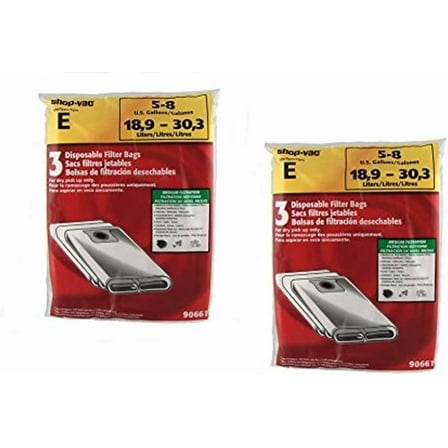 geniune Shop-Vac 90661, 906-61 9066100 Disposable Collection Bag for 5-8 Gallon Vacs 6 bags per pack