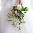 thumbnail image 4 of Wedding Bouquet Pink White Greenery Bridal Bouquet 15.7" Tall, 4 of 6