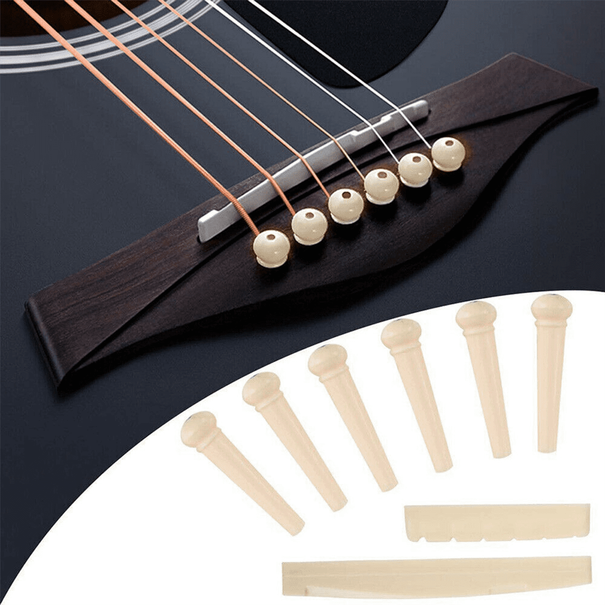 72Pcs Guitar Tool Kit Repair Maintenance Tools String Action Ruler Guitar Bridge Pins Strings Picks with Carry Bag