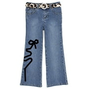 Girl's Leopard Belt Denim Jeans