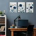 thumbnail image 3 of Hieng Navy Blue Wall Art Canvas Abstract Floral Painting Blue and Gray Posters Watercolor Flower Decor Wildflower Pictures Botanical Prints for Living Room Bedroom Bathroom 3 Pcs 16x24in Framed, 3 of 5