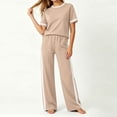 thumbnail image 5 of Gealkoca Womens Summer Two Piece Sets Sportswear Wide Leg Pants Casual Sports Set Travel Vacation Short Sleeve Sets Matching Sets Women Clothing, 5 of 7