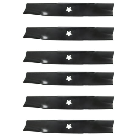 Price Point Deck - USA Mower Blades U12025BP (6) High-Lift for Husqvarna 539113425 Dixon 575296401 Length 16-1/4 in. Width 2-1/2 in. Thickness .200 in. Center Hole 5 Point Star 48 in. Deck