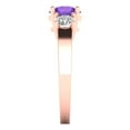 thumbnail image 3 of Three-Stone Engagement Ring for Women - 1.5ct Natural Amethyst in 14K Rose Gold Promise Ring, 3 of 6