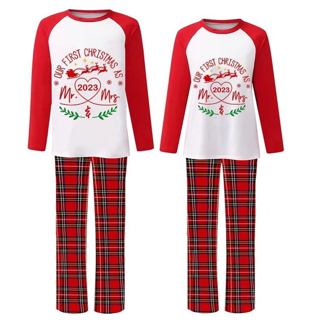 Pijamas de Navidad a juego para parejas, conjunto de ropa de dormir verde DIY para primera o segunda Navidad, 2023