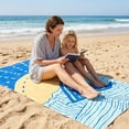 thumbnail image 6 of Unique Bargains Sand Free Soft Cartoon Beach Towel 2 Pack Navy Blue/Light Green 63"x31", 6 of 8