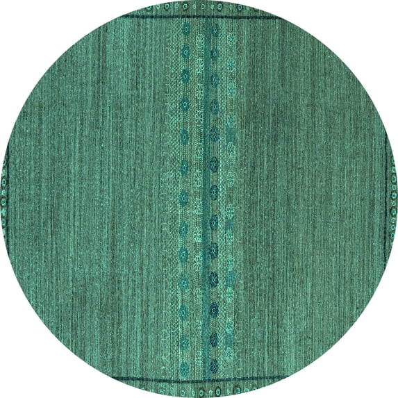 Ahgly Company Indoor Round Abstract Turquoise Blue Modern Area Rugs, 4' Round