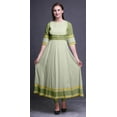 thumbnail image 2 of Bimba Green Swirl & Floral Block Indian Kurtas For Women Long Anarkali Kurta Chic Style Tunic Ethnic Kurti-Large, 2 of 6