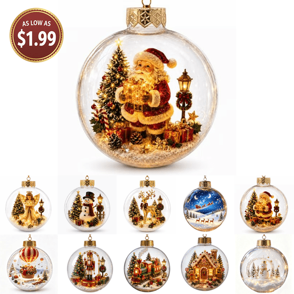 Christmas Tree Decor Ball.Interior is Decorated with Cute Santa Claus.